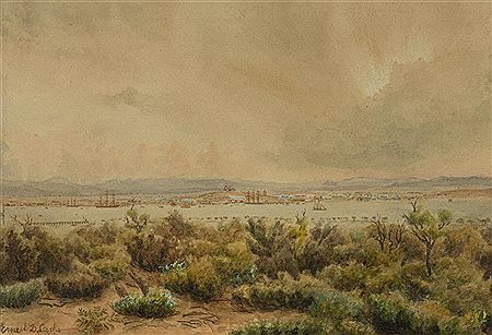 Ernest D Stocks : View to Colonial Settlement, 1897