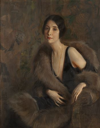 Tade (Thadeus) Styka : Portrait of a lady in fur