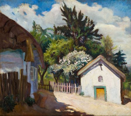 Stanislaw Paciorek : Rural landscape ('In the yard'), 1921