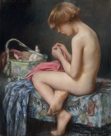 Janet Agnes Cumbrae-Stewart : YOUNG GIRL SEWING, 1926