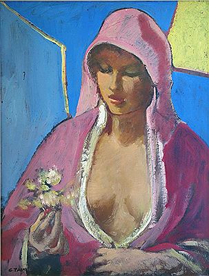 Gisbert Palmie : Junge Frau mit Blume