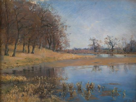 Carl Martin Soya-Jensen : Classe de peinture au bord d'un étang en automne