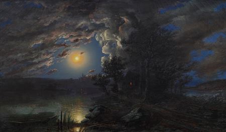 Anton Waldhauser : Nocturnal View of the Hluboká Chateau