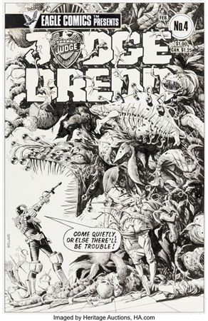 Brian Bolland : Brian Bolland Judge Dredd #4 Cover Original Art (Eagle Comics, 1984)