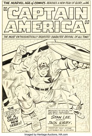 Jack Kirby : Jack Kirby and Chic Stone Tales of Suspense #59 Captain America Splash Page 1 Original Art (Marvel, 1964)