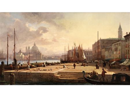 Antoine Ponthus-Cinier : VENICE VEDUTA OF THE BACINO DI SAN MARCO FROM THE RIVA DEGLI SCHIAVONI