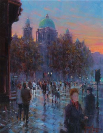 Gerry Glynn : 'EARLY TWILIGHT, DONEGALL SQUARE, BELFAST'