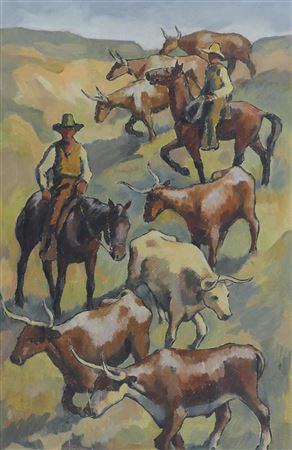 Jacob Elshin : ''Longhorns'' (Mural Study)