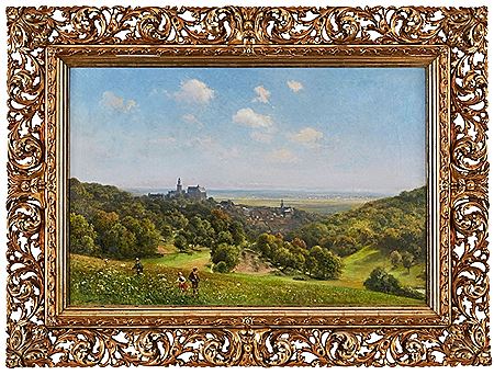 Alfred von Schonberger : 'Seen from the painter's angle: View over summery Kronberg to the Main plain'