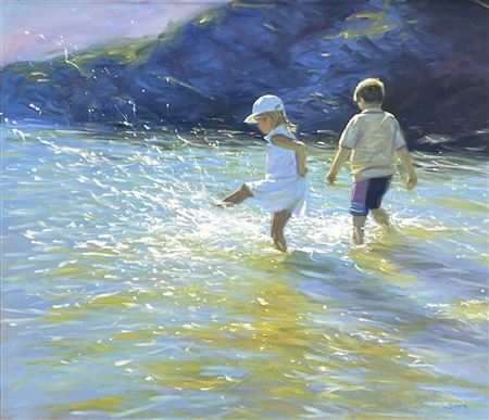 Steven Jones : Children paddling in the sunshine