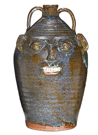 Burlon (BB) Craig : Six Gallon Blue Routille Face Jug