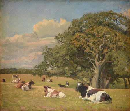 Gerhard Blom : 'Friesian Cows in Pasture,' 1919