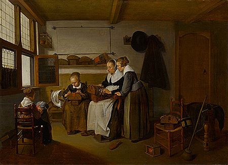 Quiringh Gerritsz Brekelenkam : The Lacemaker's School