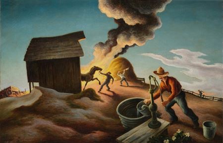 Thomas Hart Benton : Fire in the Barnyard