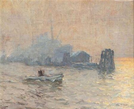 Henning Edens : Evening Mood in the Port of Hamburg