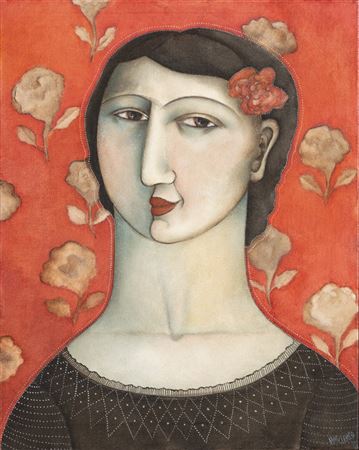 Hannetjie De Clercq : LADY WITH FLOWERS