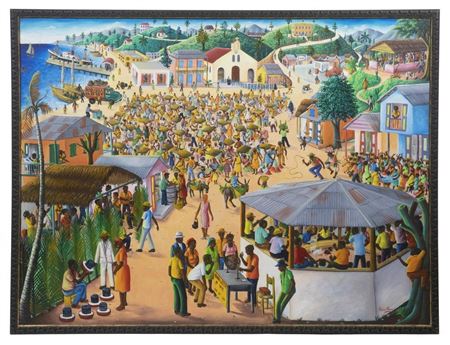 Andre Normil : A Crowded Coastal Town Square Festival Scene