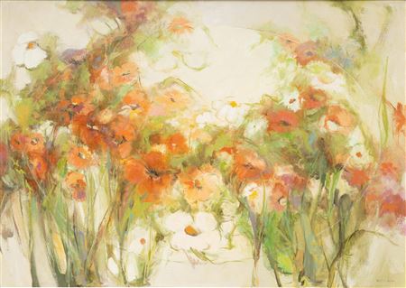 Betty (Elizabeth) Smith Winn : 'Floral in an Oval', 1980