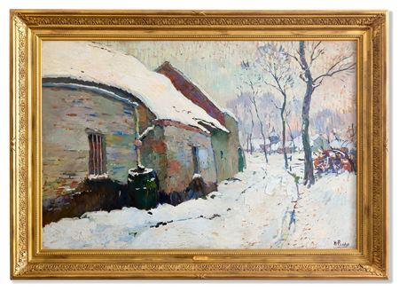 Henri Roidot : Winter Landscape with Farm Buildings