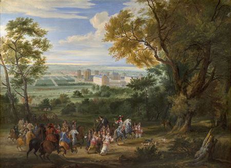 Adam Frans Van Der Meulen : View of the Château de Vincennes or The departure of Louis XIV for the hunt