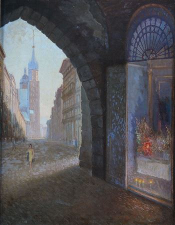 Antoni Stanislaw Chrzanowski : Rue animée à Cracovie