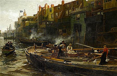 Charles Napier Hemy : The Riverside, Limehouse