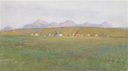 Joseph Scheuerle : Blackfeet Indian Camp Montana