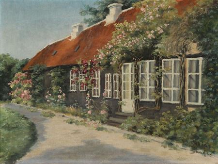 Ella Heide : A Summer day at the house of P. S. Krøyer in Skagen