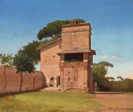 Heinrich Buntzen : Casa del Portinaio in the gardens of Villa Borghese in Rome