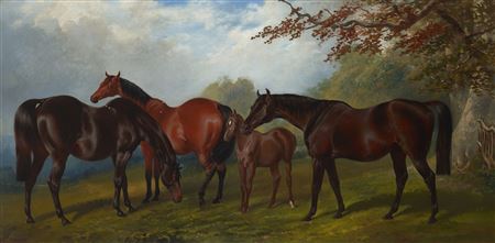 Henry Barraud : 'Polydora', 'Annette', 'Salisbury', 'Polyxena', Mares Belonging to Earl Spencer