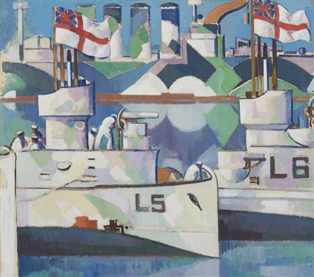 John Duncan Fergusson : Submarines and Camouflaged Battleship