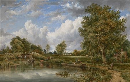 Frederick Waters Watts : Dedham Lock on the River Stour