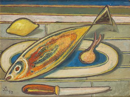 Jesekiel David Kirszenbaum : Still Life with a Fish, 1952