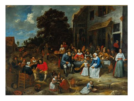 Gillis van Tilburg II : A company feasting outside a tavern