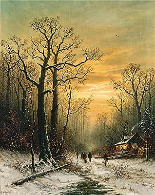 Georg Schmitz : Encounter on the Way Home in Winter