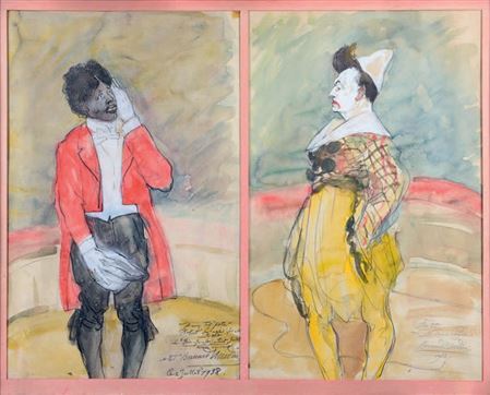 Bernard Naudin : At the circus, two clowns,(2)