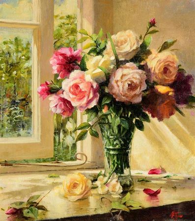 Matt Grogan : Roses in a Glass Vase