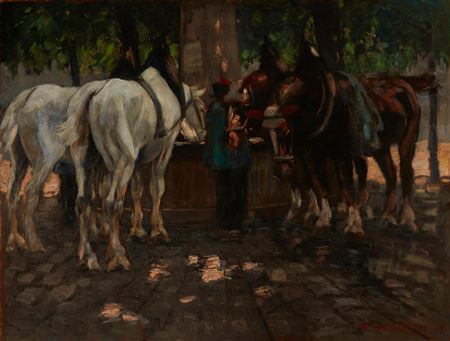 Richard Herdtle : Horses in town, 1917