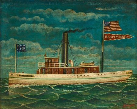 Otto Muhlenfeld : Tugboat painting, Baltimore, Maryland.