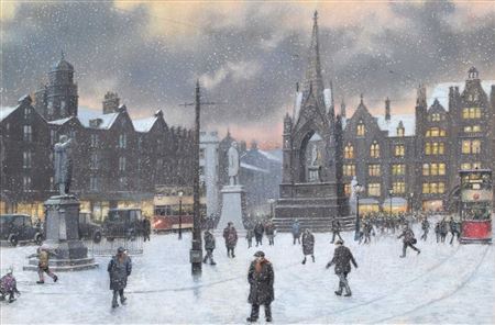 Tom Brown : Snow in Albert Square, Manchester