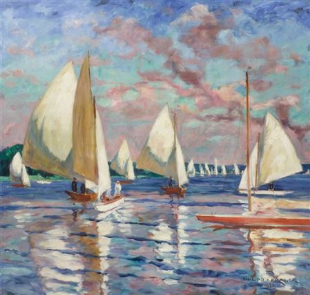 Philipp Franck : Segelboote auf dem Wannsee. 1923.