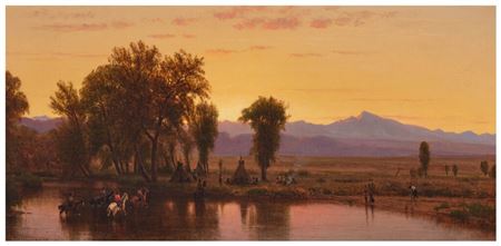 Worthington (Thomas) Whittredge : Indians Crossing the Platte River