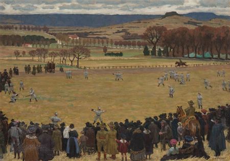 Rene-Xavier Francois Prinet : Baseball Match at Pont-Évêque(Le match de baseball à Pont-l'Évêque)