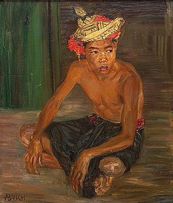 Arnold Busch : A seated Javanese boy