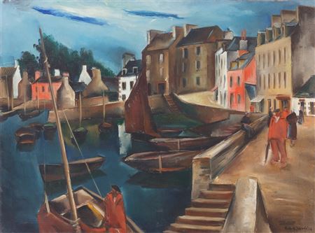 Rudolf Jacobi : Harbour Scene Bretagne. 1927