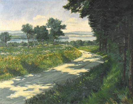 Karl Kellermann : Feldweg am See