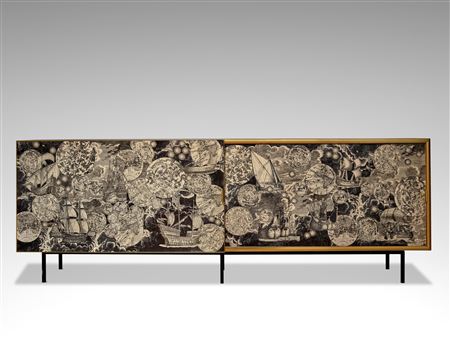 Piero Fornasetti : Monumental and Unique Nautical Sliding Door Cabinet