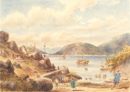 William Prinsep : View across the inner harbour of Macau