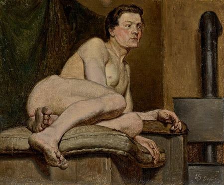 Ludvig Abelin Schou : “Nøgen model”. A male nude.