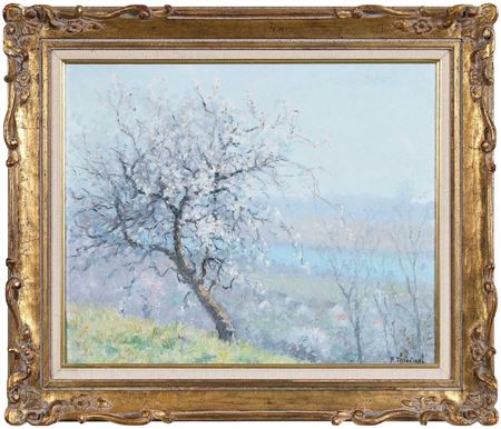 Raymond Thibesart : Blooming Tree Overlooking a River